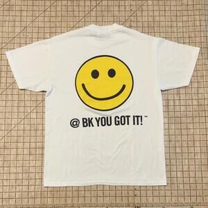 Vintage Burger King T-Shirt Adult M White 90s Smiley Promo Single Stitch Graphic